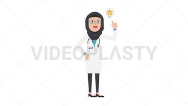 Arab Female Doctor Idea Stock Animation