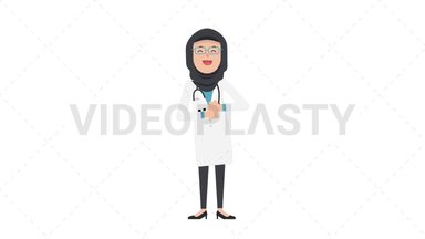Arab Female Doctor Laughing Stock Animation