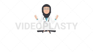 Arab Female Doctor Meditating Stock Animation