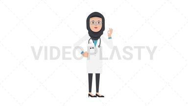 Arab Female Doctor Ok Stock Animation
