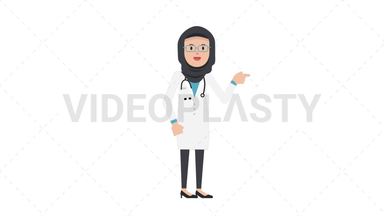 Arab Female Doctor Pointing Right Stock Animation