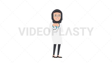 Arab Female Doctor Scared Stock Animation