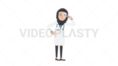 Arab Female Doctor Searching with a Magnifying Glass Stock Animation