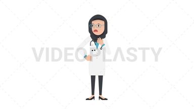 Arab Female Doctor Shortness of Breath Stock Animation