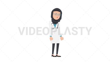 Arab Female Doctor Sleepy Stock Animation