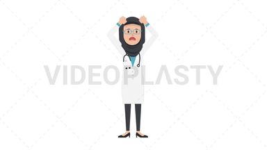 Arab Female Doctor Stressed Stock Animation