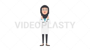 Arab Female Doctor Surprised Stock Animation