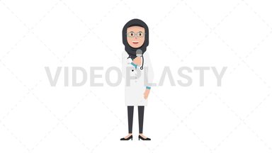 Arab Female Doctor Talking on Microphone Stock Animation