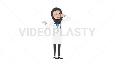 Arab Female Doctor Talking on the Phone Angry Stock Animation