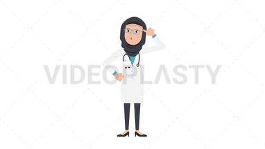 Arab Female Doctor Thinking Stock Animation