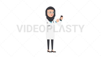 Arab Female Doctor Using Phone Stock Animation