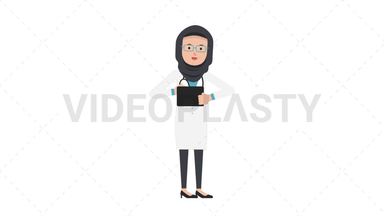Arab Female Doctor Using Tablet Happy Stock Animation
