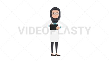 Arab Female Doctor Using Tablet Sad Stock Animation