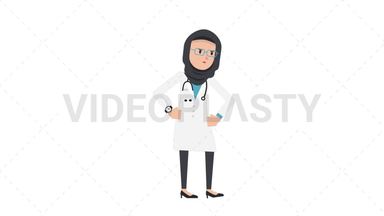 Arab Female Doctor Waiting Stock Animation