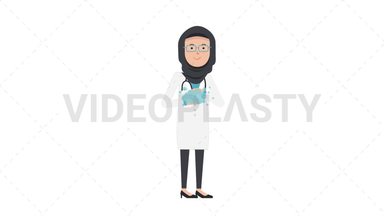 Arab Female Doctor Washing Hands Stock Animation