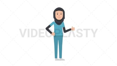 Arab Female Nurse Approve Stock Animation