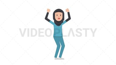 Arab Female Nurse Cheer Stock Animation