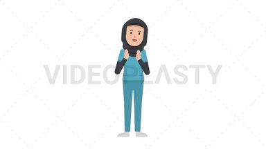 Arab Female Nurse Clapping Stock Animation