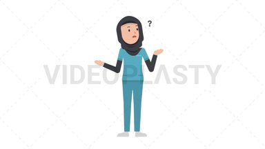 Arab Female Nurse Confused Stock Animation