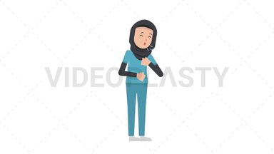 Arab Female Nurse Coughing Stock Animation