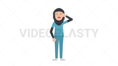 Arab Female Nurse Crying Stock Animation