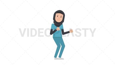 Arab Female Nurse Dancing Stock Animation