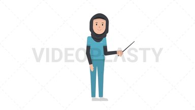 Arab Female Nurse Holding Pointer Stick Stock Animation