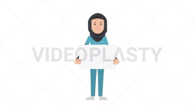 Arab Female Nurse Holding Poster Stock Animation