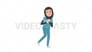 Arab Female Nurse In Love Stock Animation