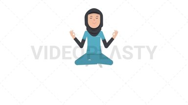 Arab Female Nurse Meditating Stock Animation