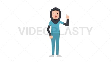 Arab Female Nurse Pointing Above Stock Animation