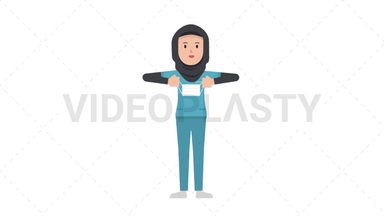Arab Female Nurse Putting on Face Mask Stock Animation