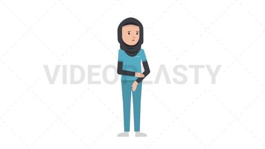 Arab Female Nurse Sad Stock Animation