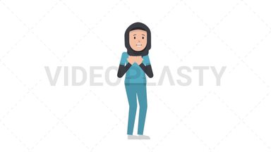 Arab Female Nurse Scared Stock Animation