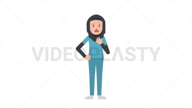 Arab Female Nurse Shortness of Breath Stock Animation