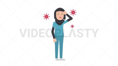 Arab Female Nurse Sick with Covid Stock Animation