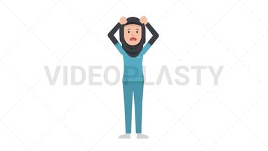 Arab Female Nurse Stressed Stock Animation