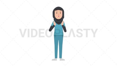 Arab Female Nurse Surprised Stock Animation