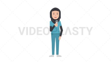 Arab Female Nurse Talking on Microphone Stock Animation