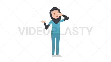 Arab Female Nurse Talking on the Phone Angry Stock Animation