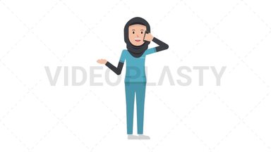 Arab Female Nurse Talking on the Phone Happy Stock Animation