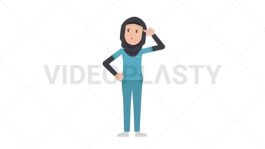 Arab Female Nurse Thinking Stock Animation