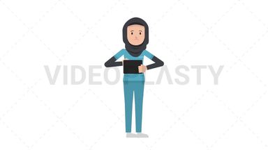 Arab Female Nurse Using Tablet Sad Stock Animation