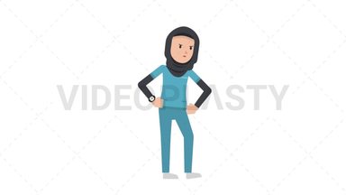 Arab Female Nurse Waiting Stock Animation