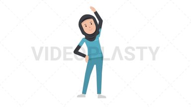 Arab Female Nurse Warmup Exercise Stock Animation