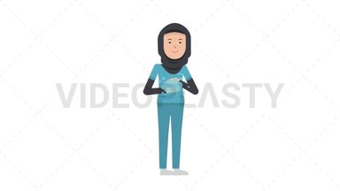 Arab Female Nurse Washing Hands Stock Animation