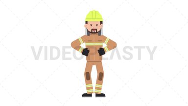 Arab Firefighter Angry Stock Animation
