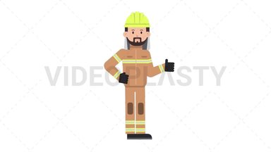 Arab Firefighter Approve Stock Animation