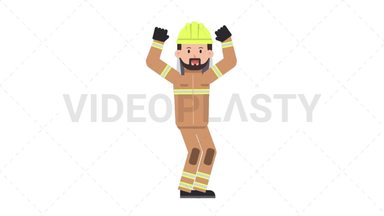 Arab Firefighter Cheer Stock Animation