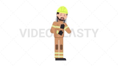 Arab Firefighter Coughing Stock Animation